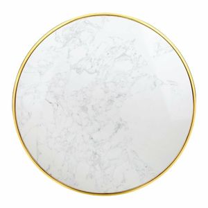 Bolero Round Marble Table Top with Brass Effect Rim White 600mm - CY968 - 1