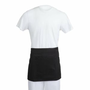 Whites Short Bistro Apron Black - B131 - 1