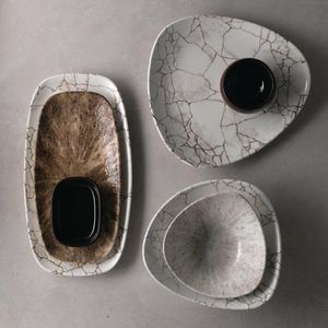 Churchill Studio Prints Kintsugi Agate Grey Lotus Plate 228mm (Pack of 12) - FR060 - 3