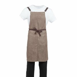 Southside Linen Blend Bib Apron Chocolate - BB692 - 3