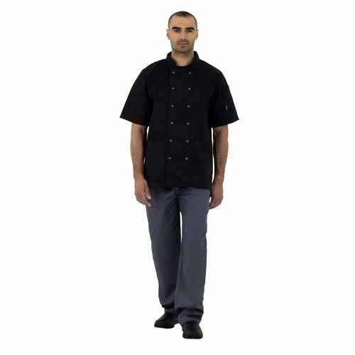Whites Vegas Unisex Chefs Jacket Short Sleeve Black XXL - A439-XXL - 3