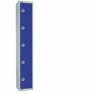 Elite Five Door Coin Return Locker with Sloping Top Blue - CG617-CNS - 1