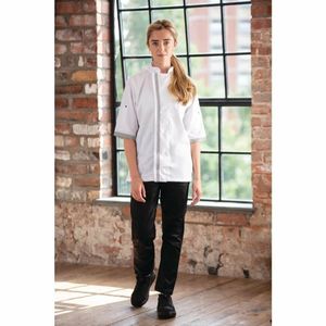Southside Unisex Chefs Jacket Short Sleeve White S - B998-S - 3
