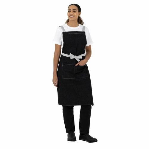 Southside X-Cross Back Bib Apron Denim Black - BB057 - 8