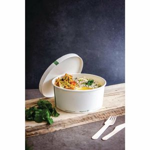 Vegware 185-Series Compostable Bon Appetit Wide PLA-lined Paper Food Bowls 48oz (Pack of 300) - FS178 - 3