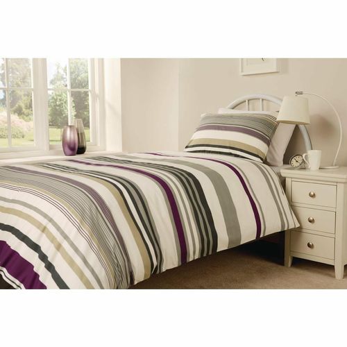 Mitre Essentials Madison Stripe Duvet Cover Open Magenta Single - HB712 - 2