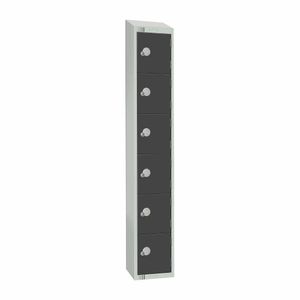 Elite Six Door Coin Return Locker with Sloping Top Graphite Grey - GR696-CNS - 1