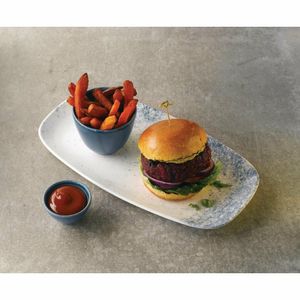Studio Prints Haze Blue Chefs' Oblong Plate No. 3 11 3/4 x 6 (Box 12) - FJ811 - 3