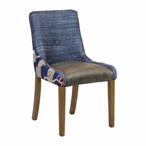 Bath Dining Chair Weathered Oak with Helbeck Midnight Back Saddle Ash Seat - 1