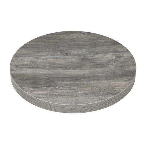 Bolero Pre-Drilled Round Melamine Table Top Ash Grey 600mm - 1