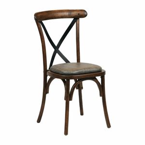 Bristol Dining Chair Vintage with Padded Seat Saddle Ash (Pack of 2) - 1