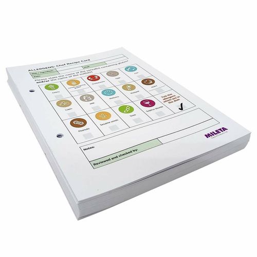 Chef Dishes - Staff & Server Allergy Replacement Cards - Pack of 50 (Double sided to fill in 100 dishes) - 1
