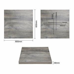 Bolero Pre-Drilled Square Melamine Table Top Ash Grey 600mm - 3