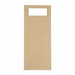 Europochette Brown Cutlery Pouch with White Napkin (Pack of 500) - CK235 - 1