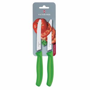 Victorinox Serrated Tomato/Utility Knife 11cm Green (Pack of 2) - CU554 - 1