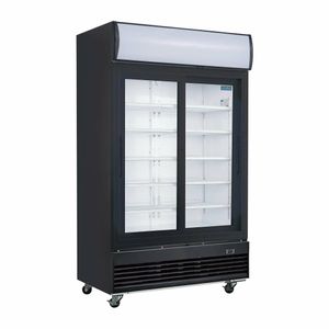 Polar G-Series Upright Sliding Door Display Cooler with Light Box 950Ltr Black - GM814 - 1