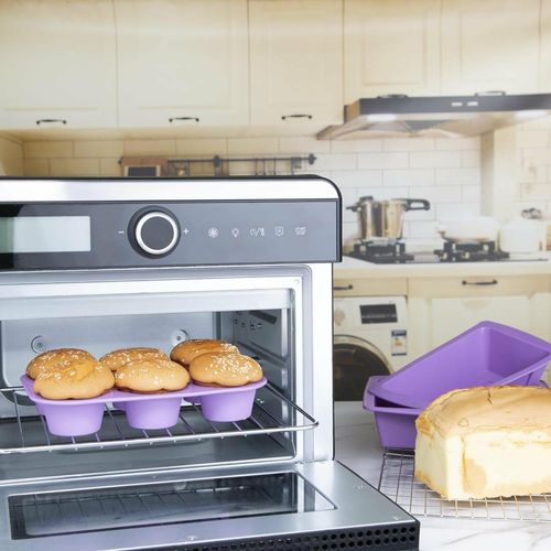 Hygiplas Flexible Silicone Six Hole Purple Muffin Pan - CX047 - 5