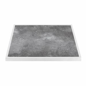 Bolero Dark Stone Effect Outdoor Tempered Glass Table Top White Trim - 700mm - FU517 - 1