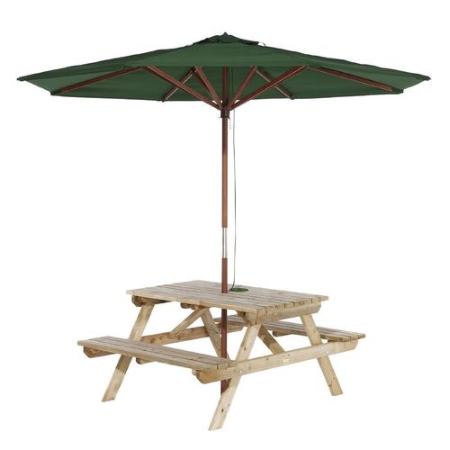 Rowlinson Picnic Table 5ft With Green Parasol 2.7m - HP892 - 1