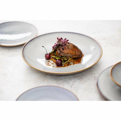 Olympia Drift Grey Embossed Coupe Low Bowls 260mm (Pack of 4) - FU197 - 16