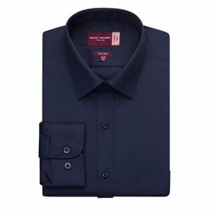 Brook Taverner Mens Long Sleeve Rapino Shirt Navy 15 1/2 - BA148-15 - 1