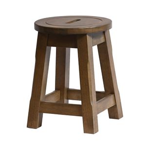 Wooden Top Low Stool in Weathered Oak (Pack of 2) - HX912 - 1
