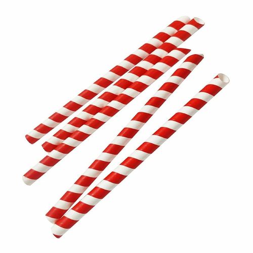 Fiesta Compostable Bubble Tea Straw Red & White 12x210mm (Pack of 150) - HU368 - 2