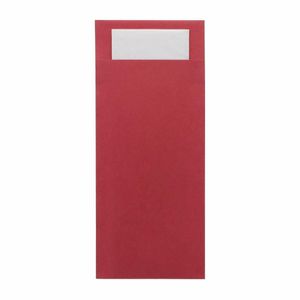 Europochette Classic Size Beet Red Cutlery Pouch with White 2ply Napkin (Pack of 500) - HX975 - 1