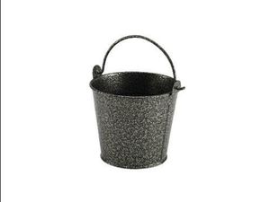 Galvanised Steel Hammered Serving Bucket 10cm Dia Silver (Pack of 12) - 1