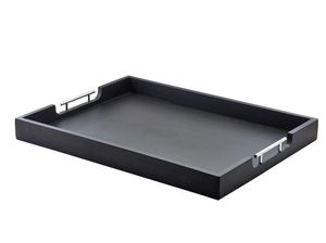 GenWare Solid Black Butlers Tray with Metal Handles 65 x 49cm - 1