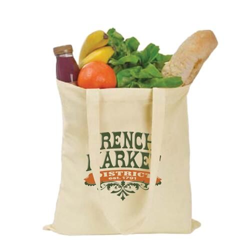 Custom Branded Natural 5oz Long Handled Cotton Shoppers - 1