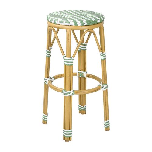 Bolero Parisian Style PE Rattan Bar Stools Light Green (2 Pack) - HZ142 - 1