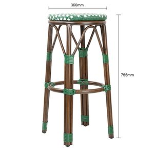 Bolero Parisian Style PE Rattan Bar Stools Green Dot Mix (2 Pack) - HZ147 - 3