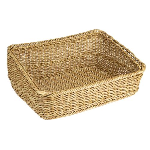 Olympia Polywicker Rectangular Display Basket Light Brown 525x385mm - JA356 - 2