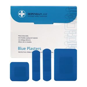 Dependaplast Blue Food Area Plasters Assorted Sizes (Pack 100) - JF012 - 1