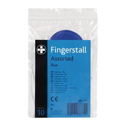 Reliance Medical Fingerstalls Assorted Sizes Blue (10 Pack) - JF011 - 2
