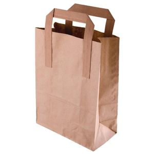 Fiesta Recyclable Flat Handle Brown Paper Bags Large (250 Pack) - JA529 - 1