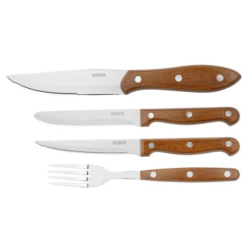 Olympia Jumbo Steak Knives with PP Wood Effect Handles (12 Pack) - HZ973 - 4