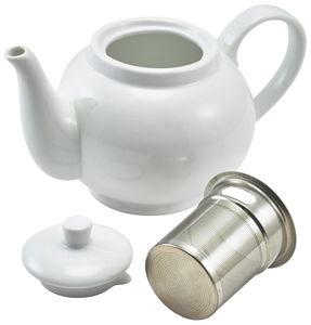 Genware Porcelain Teapot with Infuser 45cl/ 15.75oz (Pack of 6) - 393946 - 1