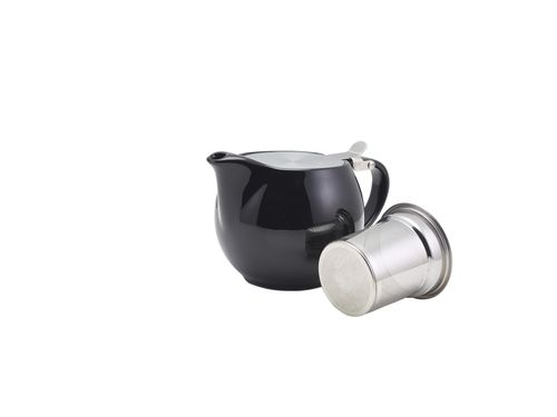 GenWare Porcelain Black Teapot with St/ St Lid & Infuser 50cl/ 17.6oz (Pack of 6) - 395950BK - 2
