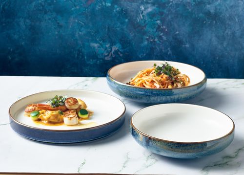 Terra Porcelain Aqua Blue Two Tone Presentation Plate 26cm (Pack of 6) - PRT-PBL26 - 6