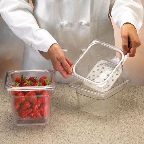 Cambro 76mm Deep 1/6 Clear GN Colander Pan - 3