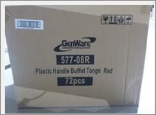 Genware Plastic Handle Buffet Tongs Red - 577-08R - 6