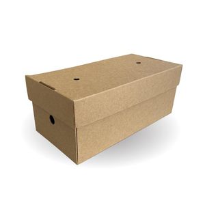 BioPak Large Kraft Premium Burger Boxes (Pack of 100) - BB-DEL-LARGE-K - 1