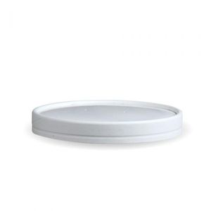 BioPak 97mm White PLA Lined Paper Lids To Fit 16oz BioBowls/Soup Containers (Pack of 500) - BB-BLL-97-PAPER-W-UK - 1