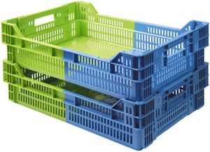 Stackable Perforated Container Blue And Green 600x400 Height 24.4cm 45 - 11305-02 - 1