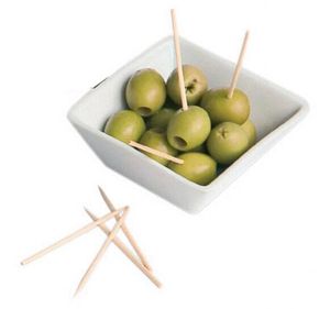 Box Of 1,000 Round Wooden Cocktail Sticks Two Tips 10cm - 402739 - 1