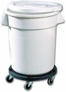 Brute® Round White Container With Lid And Dolly 49.5x58cm - 75.7 L - 510520 - 1