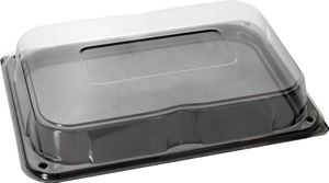Box Of 25 Black Ps Dishes With Clear Pet Lids 35x24cm Height 5cm - 707733 - 1