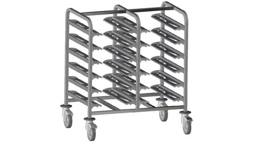 12-shelf Tray Clearing Trolley - Low Model - Without Side Panels - Grey Slide Rails - 782326 - 1